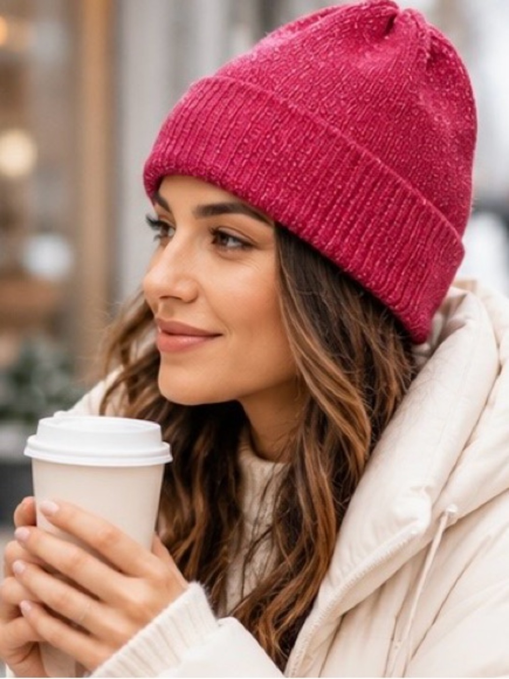 Anna & Ava Pink Shimmer Beanie Metallic Knit Hat NWT OS